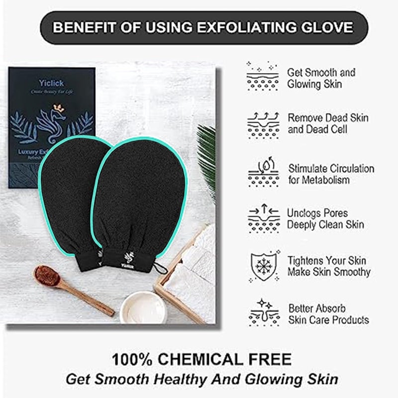 Fundrem Exfoliating Gloves 2 Pcs, Exfoliating Body Scrubber for Bath Shower Exfoliation, Body Scrub Exfoliator Loofah Sponge for Dead Skin Remover, Korean Exfoliating Mitt (Grey) - Image 4